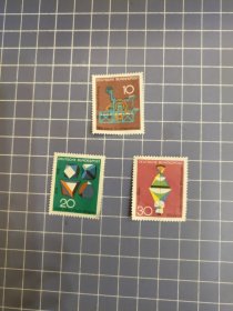 德国邮票西德1968年科技进步印刷开矿石显微镜3全