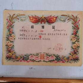 1961年 浙江省绍兴县结婚证一张