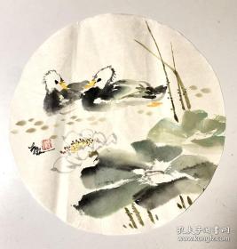 胡人国画团扇花鸟小品267