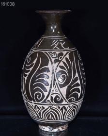 宋西夏磁州窑花卉纹瓶古董收藏瓷器