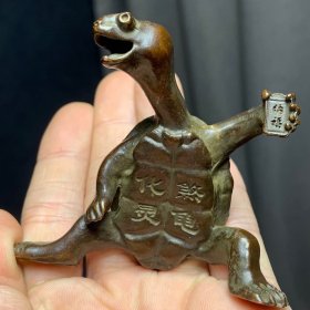 回流老铜龟摆件紫铜龟古董手把件古玩铜器旧货老物件 重约153克左右 包邮38元