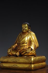 西藏收紫铜鎏金上师佛造像