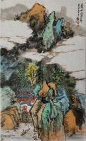 鲍铁雷青绿山水画，77X47Cm纸心，取自画家本人
鲍铁雷，浙江温州瑞安人，现在是中国美术家协会会员，中国工笔画协会会员，中国青绿山水画院副院长，国家画院何加林老师的助教 。