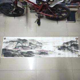 宣纸印刷：山水（十八）（真实大小复制）无款识136cm*35cm