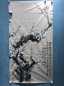 著名书画老艺术家-刘春景精品水墨作品.腊梅图1幅。尺寸100cmx53cm