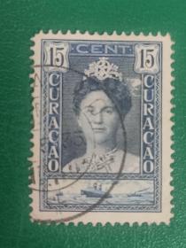 库拉索邮票 1928年威廉明娜女王即位30周年 1枚销