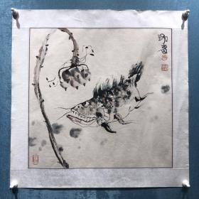 孙德明水墨-鳜鱼作品1幅。