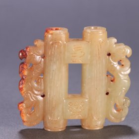 和田玉双管雕件