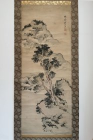 日本回流 日本江户时代书家 儒学者 文人画家 龟田鹏斋《水墨山水》（手绘）纸本立轴