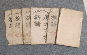 唐氏六修族谱【民国十四年】仅存卷四四、卷四五、卷四六、卷四七、卷四八、卷四九，共六册