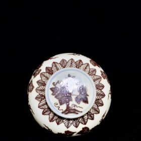 明成化釉里红瓜果纹天字罐2 10.5/12.5厘米