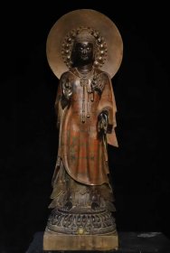 （议价） 北齐青石彩绘大佛工艺精美，法相庄严高180cm宽60cm厚33cm