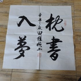 名人书法：枕书入梦 辛丑之夜 田植桢手书（69×69cm）