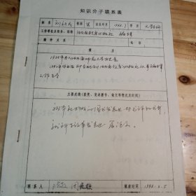 X184【名人名签专场】 90年代湖南省教育出版社编辑刘新民知识分子联系表二页