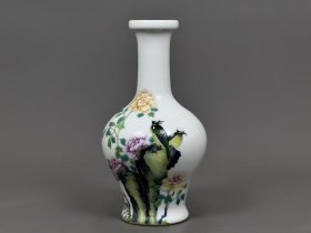 清雍正珐琅彩花鸟纹赏瓶 古玩古董古瓷器老货收藏