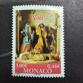 Monaco154摩纳哥邮票2000年 圣诞节 那不勒斯圣诞摇篮，出自国家博物馆的细节，18世纪 新 1全