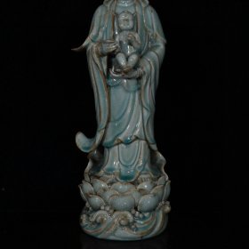 宋代汝窑开片送子观音(47×15cm)