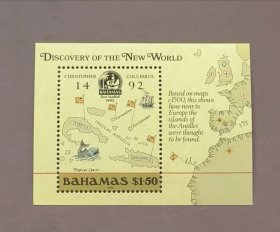 保真 美洲邮票 巴哈马邮政 1988年老票 哥伦布发现美洲500周年 美洲地图邮票 小型张 新邮 喜欢外国邮票的朋友不要错过哦，欢迎来我店铺做客聊天，不定期更新中记得关注我