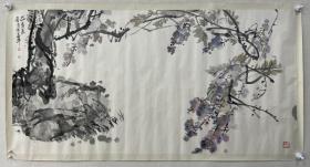 温州：单眉月《紫藤图》，68*133，旧托