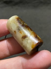 良渚文化玉管勒子，沁色老玉珠
