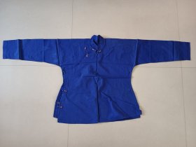 手工缝制老搭襟袄蓝粗布褂子 品好几乎未穿