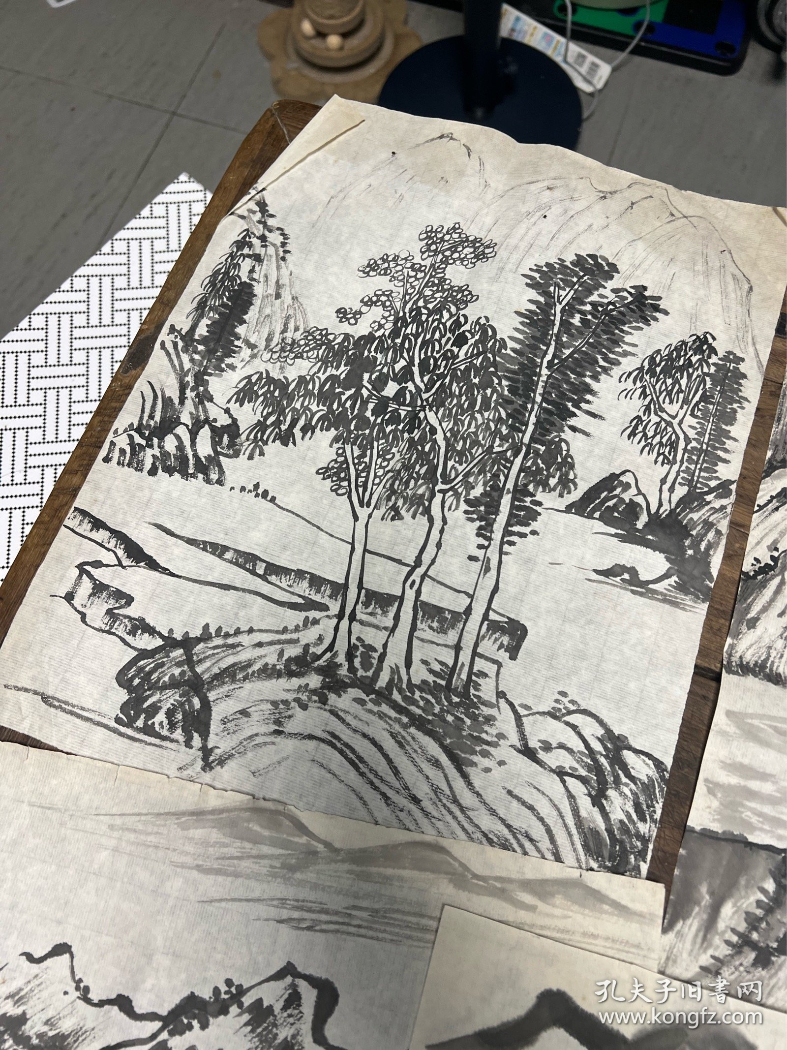 八十年代 山水画稿7张