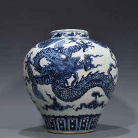 明宣德青花龙纹罐35*32厘米 1500