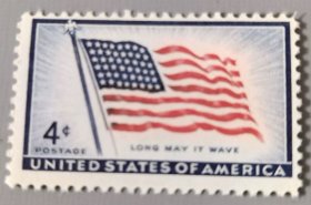 美国邮票 1957年国旗百年 1全 雕刻版