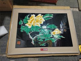 80年代洛阳牡丹唐三彩瓷版画