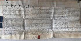 1790年 英文羊皮纸契约 约60*30公分 字体粗犷 适合装裱
