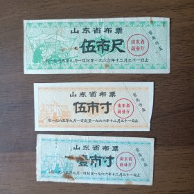 1965年至1966年山东省布票（3张）