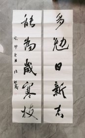 【95后】中书协 徐秋霁三尺整张《多勉日新志，能为岁寒枝》 100×50cm，宣纸，保真 【徐秋霁艺术简历】 徐秋霁，1996年出生于山东淄博，毕业于河北美术学院书法篆刻专业，现为中国书法家协会会员。 作品入展：全国第二届大学生书法篆刻展全国第五届青年书法篆刻展 全国第五届草书展 2020中国书法年展 第二届卫夫人杯全国书法篆刻展 贺知章杯全国书法篆刻展