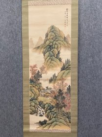 古筆青绿山水图，吴水筆