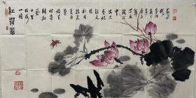 【终身保真字画，得自画家本人】庄名渠 137X68cm！