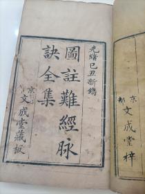 清版木刻《图註难经脉诀全集》六册合订为三册,难经四卷,脉诀四卷,濒湖脉诀一卷,奇经八脉考一卷。