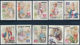 日本邮票信销，2015年，G98，彼得兔Peter Rabbit，10全