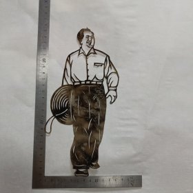 毛主席全身正面像剪纸2（手持草帽）（25*11Cm）