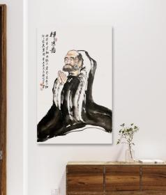 【店铺作品全部来自书画家本人 保真】于永强，国家一级美术师，河北省美术家协会会员，天津南开书画院理事。水墨写意人物画新-11《禅思图》（68×45CM）。