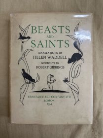 版画大师吉宾斯插图：Beasts and saints 《野兽与圣徒》1934年出版，浮雕封面，布面精装本，带书衣，内含大约30版画插图