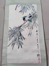 海派著名老画家，焦雨立轴，注 这件作品为一帮画家到景德镇瓷厂去为外销瓷器画的  应该瓷器上都出版过，要自查