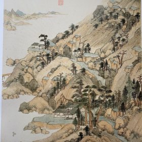 王翬丹青册页高清临摹四大家山水画40幅作品历代名家绘画作品选辑8开