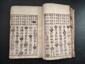 1756年《画引十体千字文纲目》线装1册全 十种字体 上栏偏冠尽、名乘字、世话字等内容 西甄孙丕显编辑 潭阳王基校阅 皇都书林 千字文是由南北朝时期梁朝散骑侍郎、给事中周兴嗣编纂。