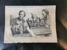 爱迪生留声机的发明十九世纪欧洲古董木刻版画西洋版画-留声机