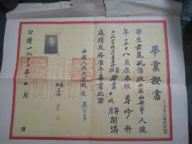 1953年 中国人民大学 毕业证书(1大张)如图