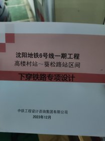 沈阳地铁六号线一期工程高楼村站--葵松路站区间下穿铁路专项设计