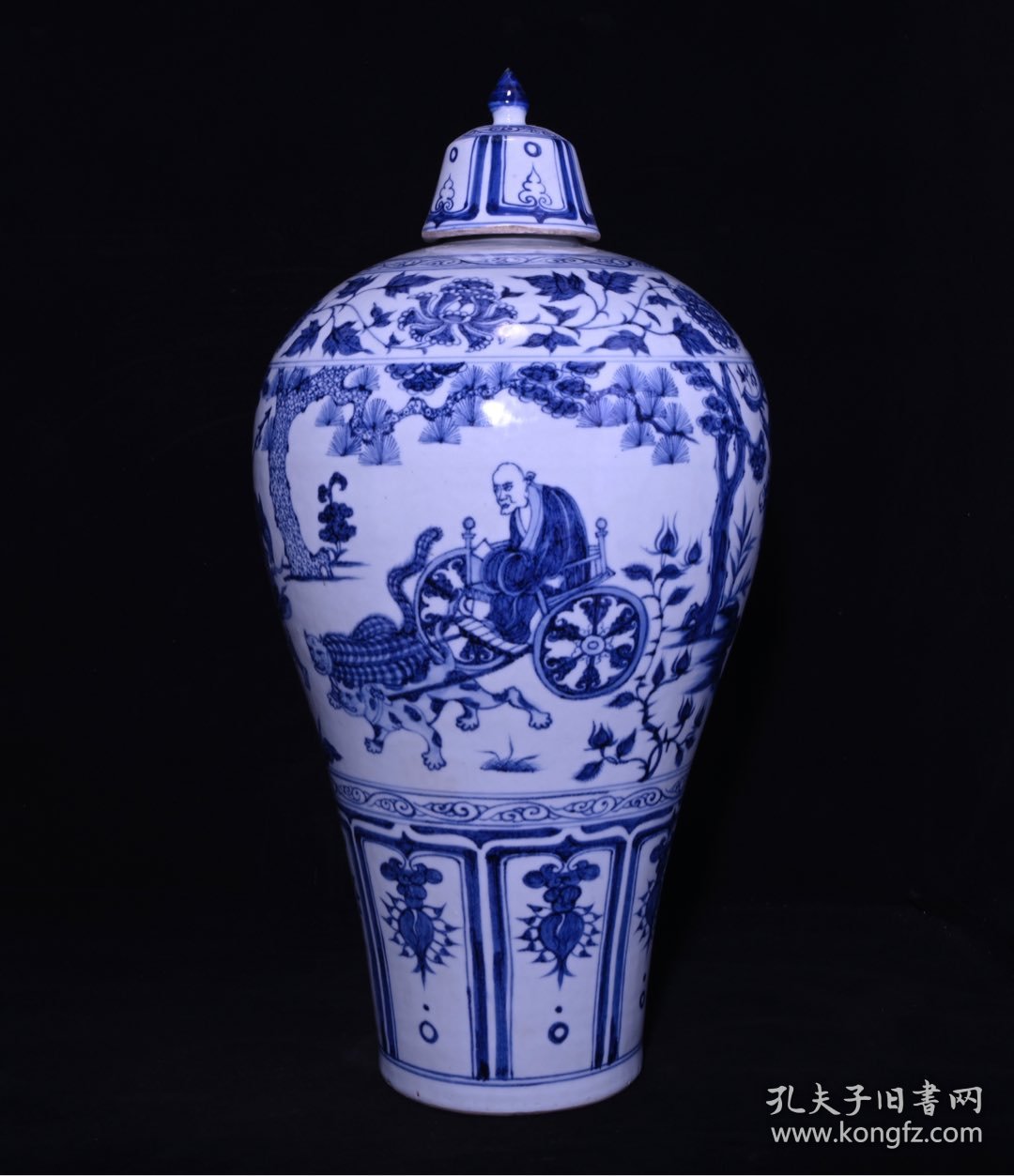 旧藏 元青花鬼谷子下山人物故事纹梅瓶 高49×25厘米