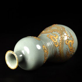 金器铜器黄金器皿铜鎏金掐丝瓷器花瓶摆件 约1045克