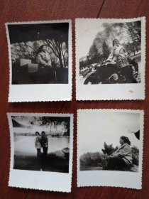 60~90年代老照片，吉林江北一女子从婴儿至中年系列之二十一(少妇)，吉林市江北公园留影照四张，