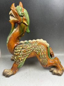 珍藏三彩.貔貅.造型独特.釉色漂亮.老化明显.磨损自然.值得珍藏