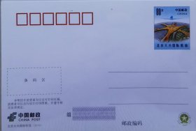 80分大兴国际机场邮资明信片1对，国版，自创型，漏印，变体片，漏印组号，流水序列号，飞机场，飞机，停机坪